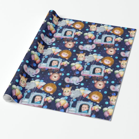 Schattigee treinfoto cadeaupapier (Uitgerold)