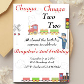 Schattigee treinverjaardagsuitnodiging voor tweede kaart