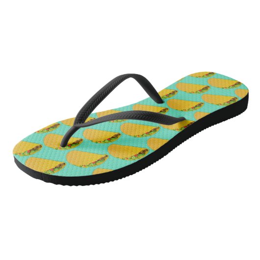 Schattigee Trendy Blauwe Taco Mexicaans eten Teenslippers (Schuin)