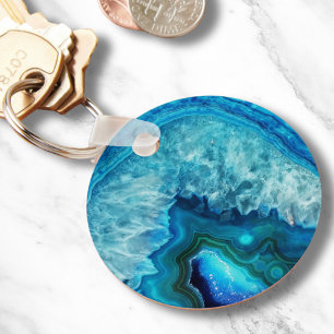 Schattigee Trendy Blauwe Turquoise Crystal Agaat G Sleutelhanger