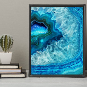 Schattigee Trendy Bright Blue Turquoise Crystal Ge Poster