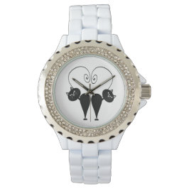 Schattigee trendy chique elegante zwarte kattenvro horloge