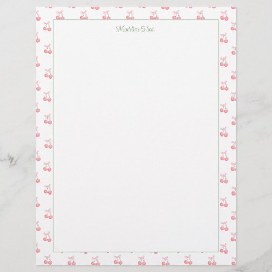 Schattigee trendy gepersonaliseerde kersen briefhoofd (Voorkant)