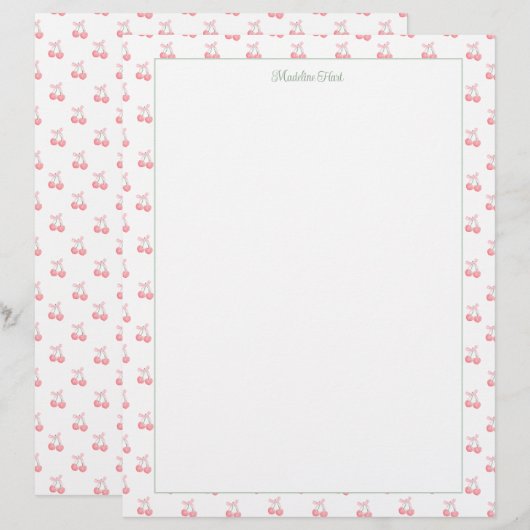 Schattigee trendy gepersonaliseerde kersen briefhoofd (Voorkant / Achterkant)