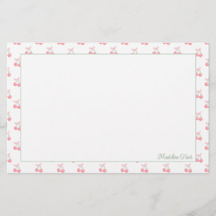 Schattigee trendy gepersonaliseerde kersen briefpapier