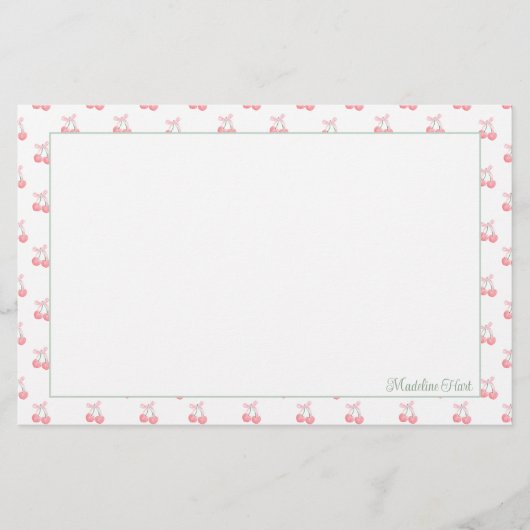 Schattigee trendy gepersonaliseerde kersen briefpapier (Voorkant)