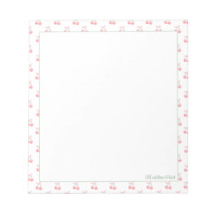 Schattigee trendy gepersonaliseerde kersen notitieblok