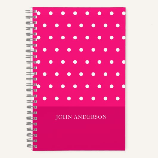 Schattigee trendy Girly Hot Pink Polka Dots Custom Notitieboek (Voorkant)