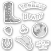 Schattigee trendy Girly Silver Cowgirl jaren 70 es Sticker (Voorkant)