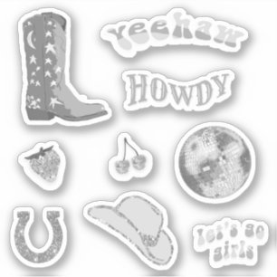 Schattigee trendy Girly Silver Cowgirl jaren 70 es Sticker