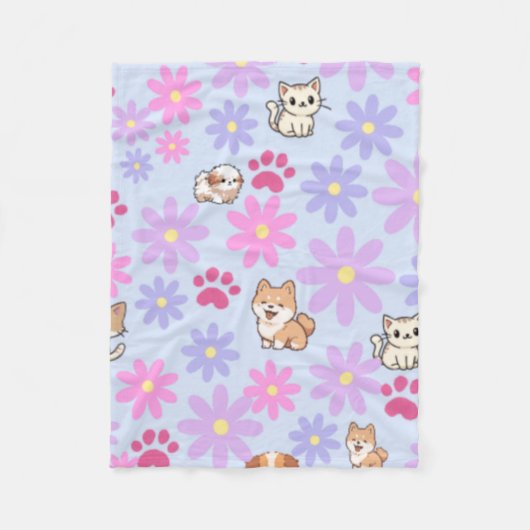 Schattigee trendy huisdieren en Dasies Fleece Deken (Voorkant)