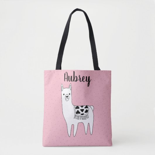 Schattigee trendy Llama schets & naam Tote Bag (Voorkant)