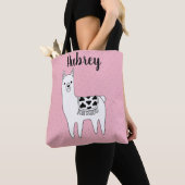 Schattigee trendy Llama schets & naam Tote Bag (Dichtbij)