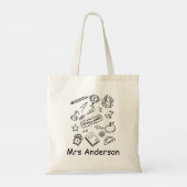 Schattigee Trendy Minimal Gepersonaliseerde Leraar Tote Bag (Achterkant)
