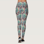 Schattigee trendy mint groen roze cactussen patroo leggings (Achterkant)