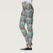 Schattigee trendy mint groen roze cactussen patroo leggings (Links)