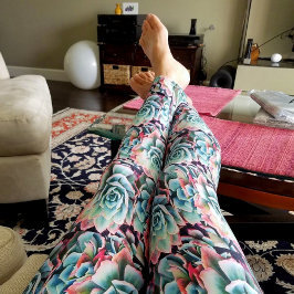 Schattigee trendy mint groen roze cactussen patroo leggings