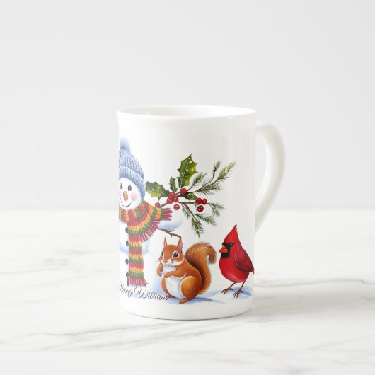 Schattigee trendy moderne grappige kerst porselein kop (Voorkant rechts)