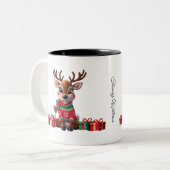 Schattigee trendy moderne Humor Grappige kerst Tweekleurige Koffiemok (Voorkant links)