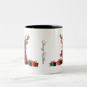 Schattigee trendy moderne Humor Grappige kerst Tweekleurige Koffiemok (Center)