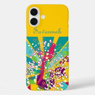 Schattigee trendy moderne roze zwaluwvogel iPhone 16 plus hoesje