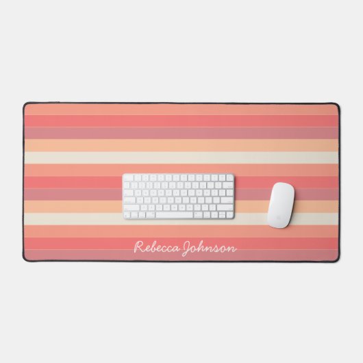 Schattigee trendy perzik roze strepen naam bureaumat (Keyboard & Muis)
