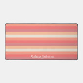 Schattigee trendy perzik roze strepen naam bureaumat (Voorkant)
