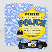 Schattigee trendy politie auto verjaardag uitnodig kaart (Voorkant / Achterkant)