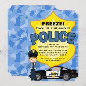 Schattigee trendy politie auto verjaardag uitnodig kaart (Voorkant / Achterkant)