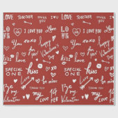 Schattigee trendy rode Valentijnsdag Cadeaupapier (Vlak)