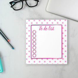 Schattigee trendy roze en witte polka dot to do li notitieblok