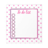 Schattigee trendy roze en witte polka dot to do li notitieblok (Voorkant)