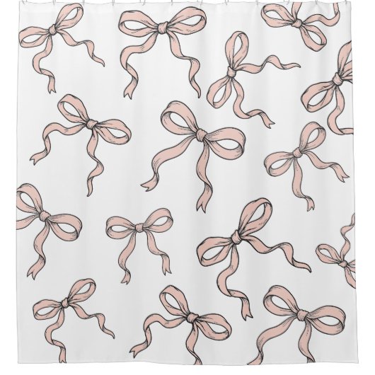 Schattigee trendy roze lintbogen geschetst in zwar douchegordijn (Voorkant)