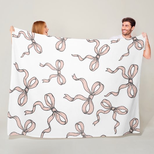 Schattigee trendy roze lintbogen geschetst in zwar fleece deken (In situ)