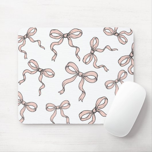 Schattigee trendy roze lintbogen geschetst in zwar muismat (Met muis)