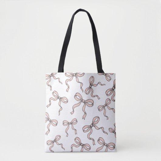 Schattigee trendy roze lintbogen geschetst in zwar tote bag (Voorkant)