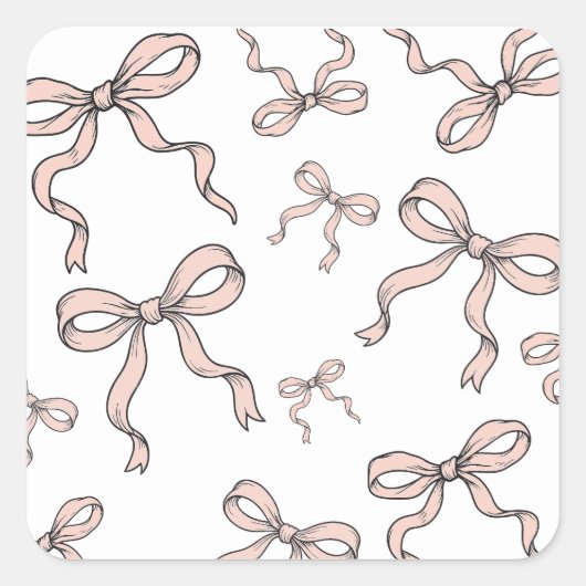 Schattigee trendy roze lintbogen geschetst in zwar vierkante sticker (Voorkant)