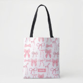 Schattigee trendy roze strik esthetische print coq tote bag (Voorkant)