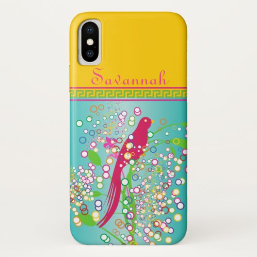 Schattigee Trendy Roze Zwaluw Vogelcirkel Burst Aq Case-Mate iPhone Case (Achterkant)