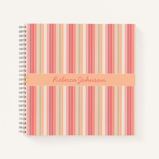 Schattigee trendy strepen perzik notitieboek (Voorkant)