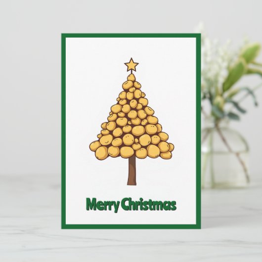 Schattigee Trendy Unieke Aardappelen Vrolijke Kers Feestdagenkaart (Staand voorkant)