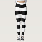 Schattigee trendy zwart-witte strepen dames leggings (Voorkant)