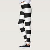 Schattigee trendy zwart-witte strepen dames leggings (Links)