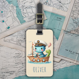 Schattigee Trex Dino Bootkapitein Bagagelabel