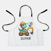 Schattigee Trex Dinosaurus Rijden Een Bouwvoertuig Schort (Voorkant)