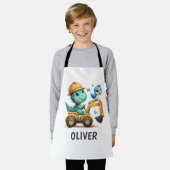 Schattigee Trex Dinosaurus Rijden Een Bouwvoertuig Schort (Gedragen)