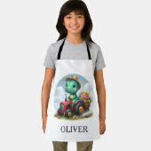 Schattigee Trex Dinosaurus Rijden Een Rode Tractor Schort (Insitu)