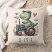 Schattigee Trex Dinosaurus Rijden van een Tractor Kussen (Deken)