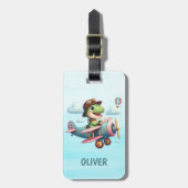 Schattigee Trex Dinosaurus Vliegen Een Charmant Vl Bagagelabel (Voorkant verticaal)