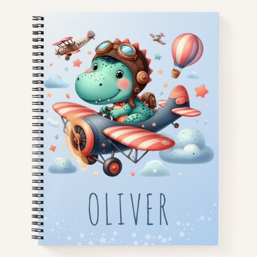 Schattigee Trex Dinosaurus Vliegen Een Charmant Vl Notitieboek (Voorkant)